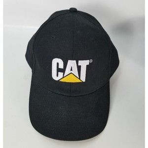 Caterpillar CAT Equipment Black White Adjustable Strapback Baseball Cap Hat